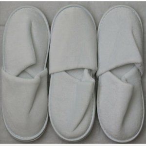 3 White Plush Slippers Closed Toe Luxury Hotel
